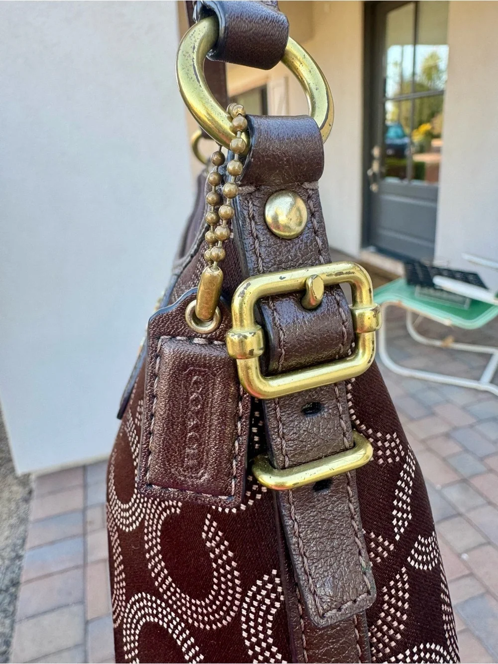 Coach Madison Op Art C Brown Signature Mini Hobo Shoulder Bag - Picture 4 of 14